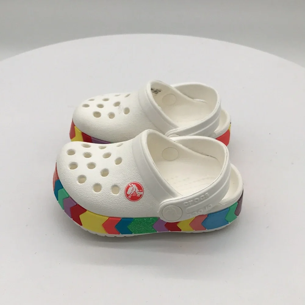 Crocs Kids Classic White Rainbow Clog size C 4 US